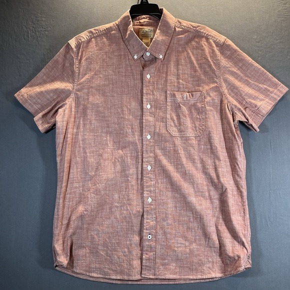 L. L. Bean Mens L Reg Slightly Fitted Pink Striped Button Up - Picture 1 of 5